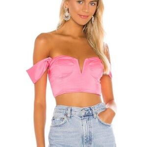 Superdown Pink Satin Crop Top